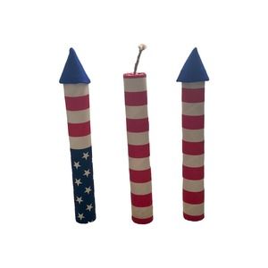 Set of 3 Patriotic Rockets & Fireworks Wreath Attachment, Dynamite Centerpiece